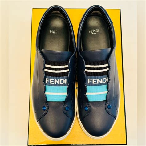 fendi rockoko leather slip-on sneakers 650.00|FENDI Rockoko Sneakers Slip On Scallop Beige/White/Black .